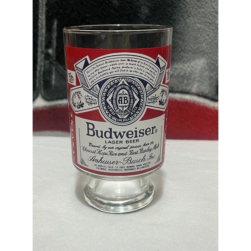 Vintage Budweiser Beer Glass Cup Mug Footed 32oz Pedestal Anheuser Busch Bar Top
